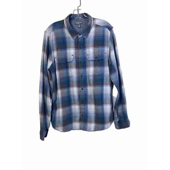 Toad & Co Shirt Men's Size L Blue Plaid Flannel Slim Fit Button Up LS Indigo - Picture 1 of 10